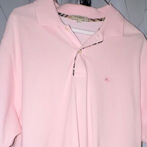 Burberry Light Pink Polo with Check Trim
